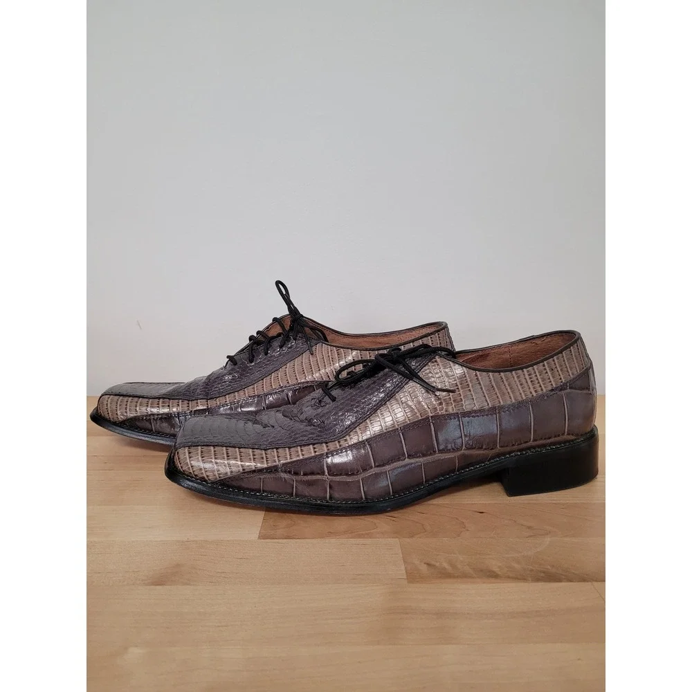 Stacy Adams Oxford Shoes Mens 11.5M Grey Light Gray Genuine Snake Leather Dress